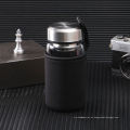 Infusor de botella de agua con tapa de acero inoxidable y vidrio de borosilicato de 350 ml con funda